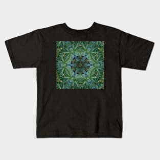 744L Unique Blue Green Colorful Abstract Nature Mandala Photo Kids T-Shirt